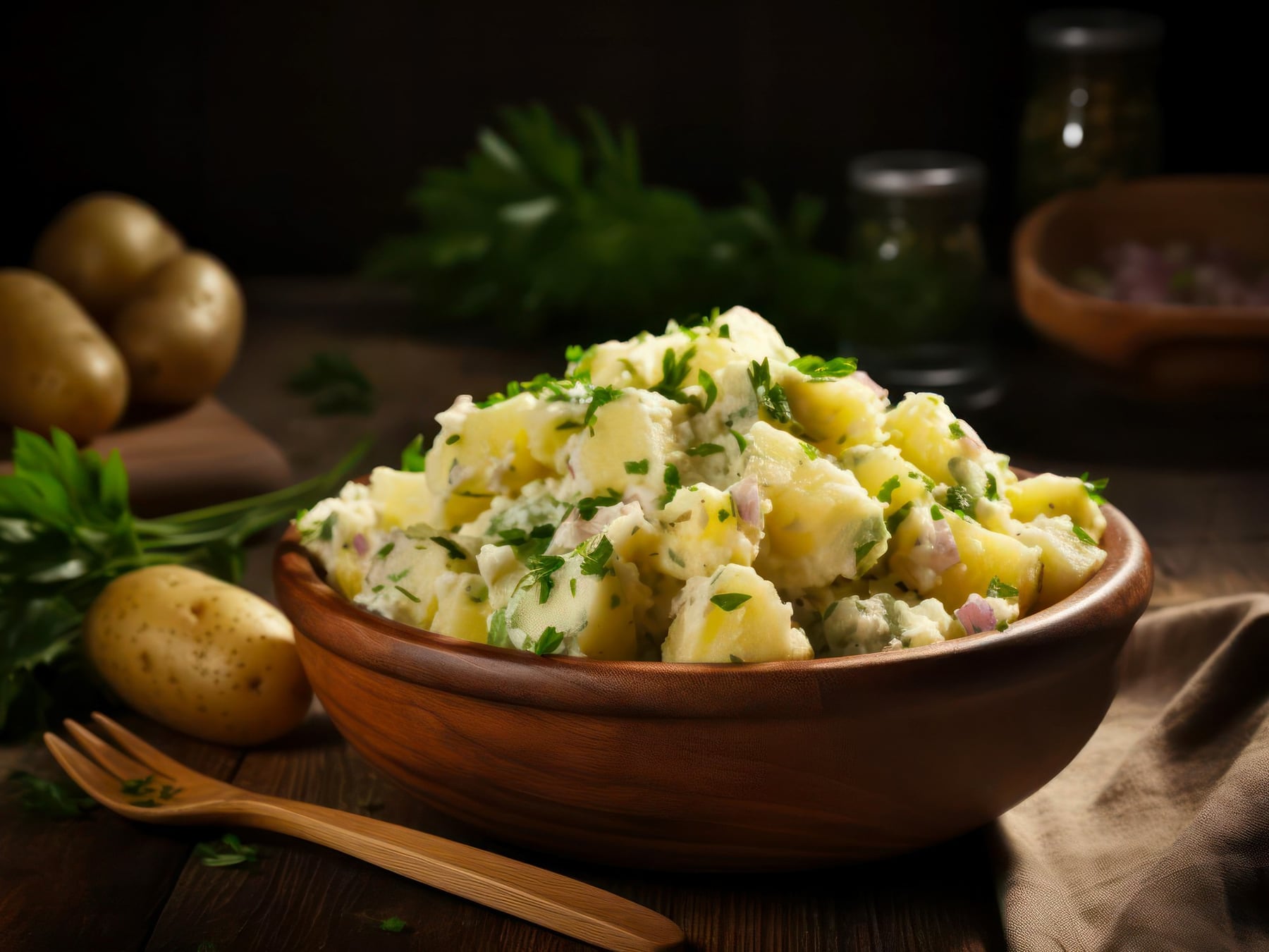 Ensalada de papa bien cremosa: el truco está en hervirla entera y mezclar con paciencia